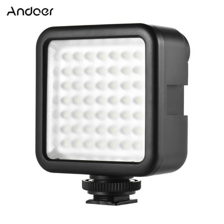 Andoer W49 Mini Interlock Camera LED Panel Light Dimmable Camcorder Video Lighting With Shoe Mount Adapter for Canon Nikon Sony A7 (Best Led Dslr Light)