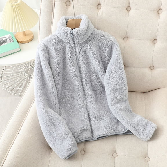 Gamivast Fleece Jacket for Women Full Zip up Winter Coats Casual Fluffy Sherpa Outerwear Warm Stand Collar Long Sleeve Pullover Activewear for Cold Weather Outdoor Size M-XXXXXL