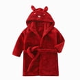 thumbnail image 5 of Kids Thick Coral Fleece Bathrobe,Warm Cozy Hooded Robe with Adjustable Belt,Cute Print,for Boys Girls Toddlers 2-12 Years for Autumn Winter Cold Weather Kids Pajamas Gibobby,Wine,Size 7-8T, 5 of 9