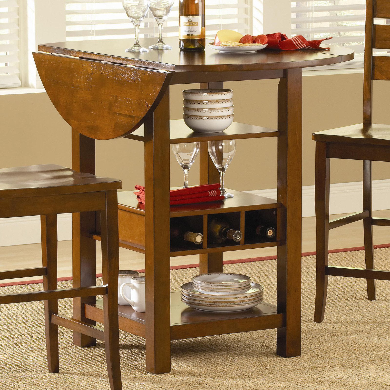 Ridgewood Counter Height Drop Leaf Dining Table With Storage