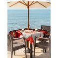 thumbnail image 2 of Outdoor Tablecloth with Umbrella Hole and Zipper, Red Plaid Christmas Square Table Cloth 54x54 Inch Waterproof Tablecloth, Santa Xmas Snowflake Farmhouse Picnic Table Cover for Patio Camping, 2 of 7