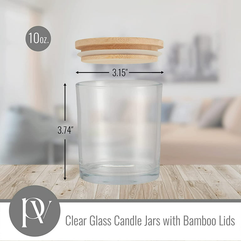 Empty Clear Candle Jars With Bamboo Lids, Glass Candle Jars For