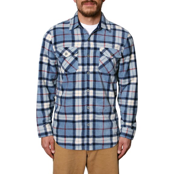 Freedom Foundry Men's Plaid Fleece Shirt, Blue, Medium
