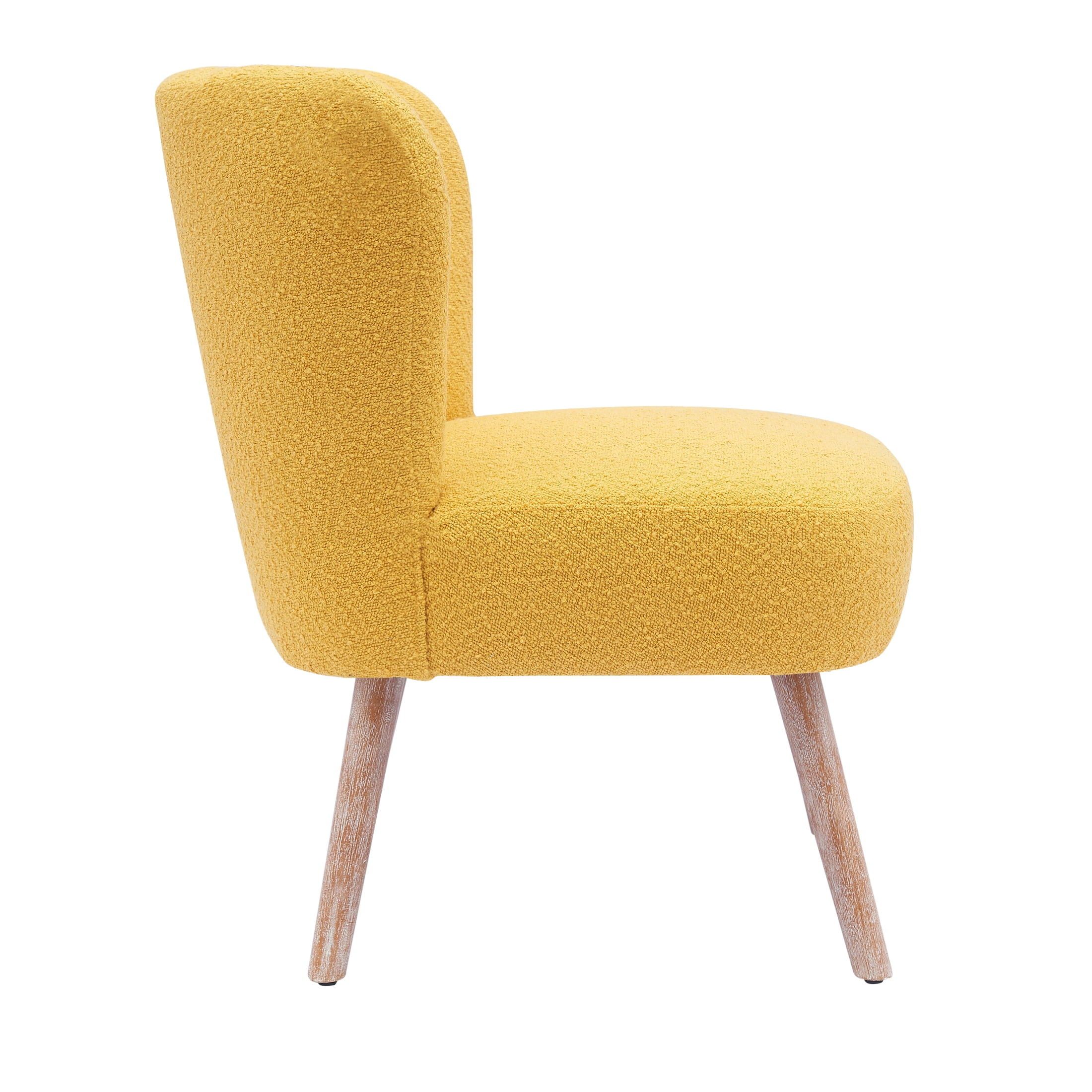 Modern 25" Wide Wingback Accent Chair with Water and Stain Resistant Boucle Upholstered Fabric, Mustard