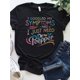 thumbnail image 1 of Women'S Casual Graphic Tee - Short Sleeve, Crew Neck, Cotton Blend, Black with Colorful Letter Print, Perfect for Spring/Summer/Fall, Ladies T Shirts, 1 of 6