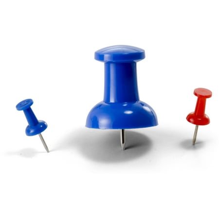 Officemate Giant Push Pins 1.5 Inch, Assorted Colors, Tub of 12 (92902)