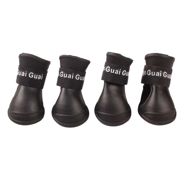 4 Pcs/Ensemble Chaussures pour Chien Chiot Imperméables Bottes de Pluie Antidérapantes Élastiques Protectrices pour Animaux