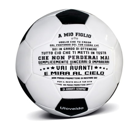 Uloveido High Performance Traditional Black White Soccer Ball for Son Daughter Grandson Birthday Christmas Day Gift I Love You Soccer Balls Y594 (A MIO FIGLIO)