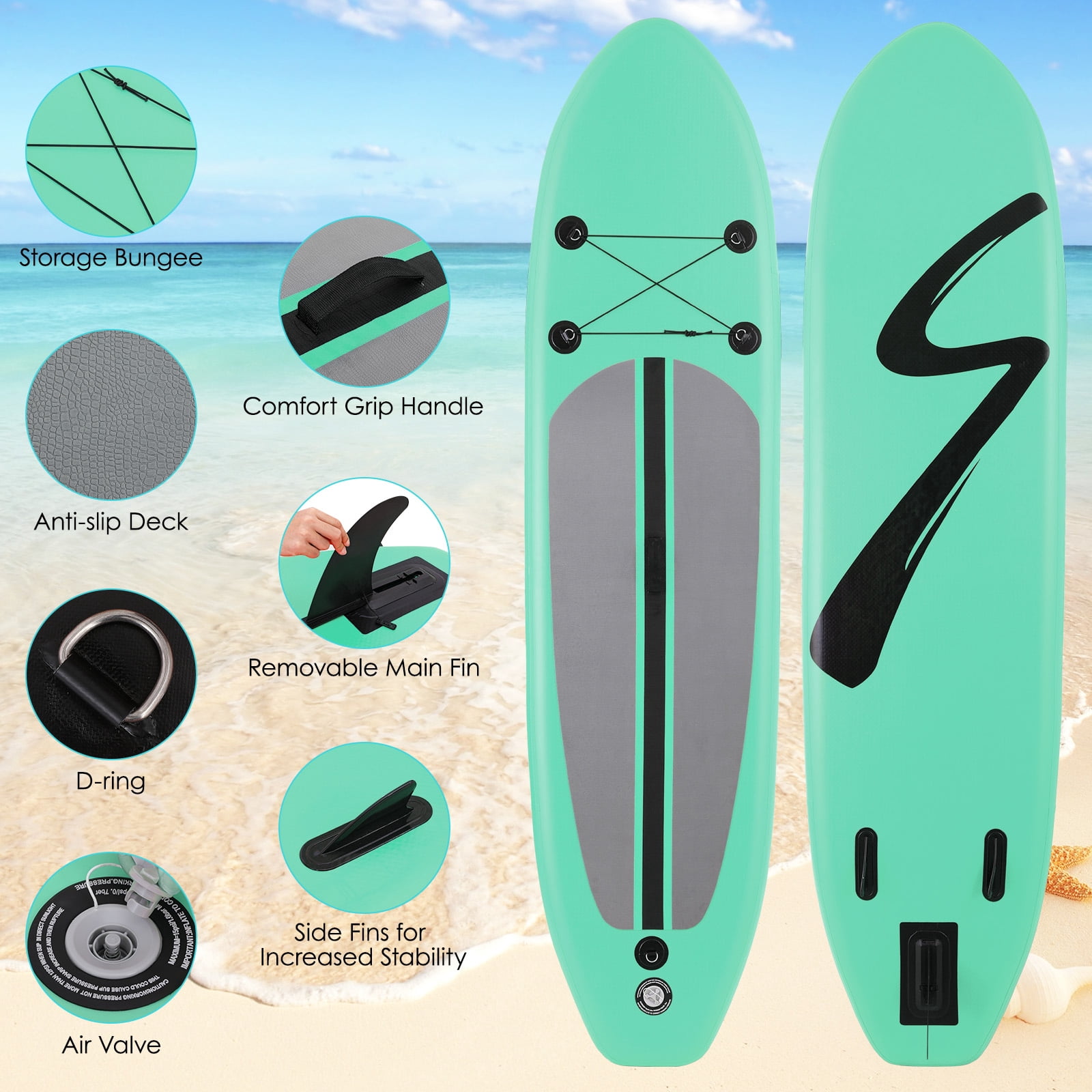 Arlopu Inflatable Stand up Paddle Board, 11ft Fishing Paddle Board Non-Slip Comfort Deck for Adult