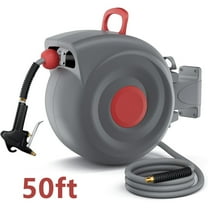 Retractable Air Hose Reel 3/8 IN x 50 FT Hybrid Enclosed Air Hose 300 PSI