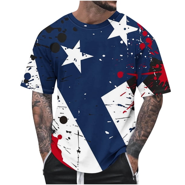 Blusas y camisas de manga corta con cuello en V, moda de verano, camiseta informal de cuello redondo estampada para hombre, top de algodón de imitación para hombre