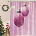 thumbnail image 4 of Christmas Ball Shower Curtain Pink Xmas Balls Ribbon Snowflake Fantasy Merry Christmas Winter Holiday Dreamy Xmas Ball Decor Fabric Bath Curtain with Hook, 4 of 4