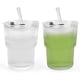 thumbnail image 1 of 2PCS Glass Tumbler with Lid and Straw, 400ml Glass Tumbler with Lid and Straw Ribbed Glass Tumblers,with Leakproof Lid, 1 of 4