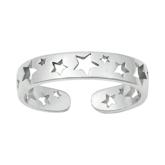 Sterling Silver Cutout Stars Toe Ring Adjustable Band 925 New Jewelry Female Unisex