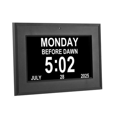 Digital Clock to Remind Time for Forgetful Seniors, with Digital Photo Frame, Auto Dimming, 12 Sets of Alarm Clock Reminder, Multiple Display Modes