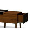 thumbnail image 3 of Baxton Studio Merrick Mid-century 1-drawer 2-tone Oak and Dark Brown Wood Entryway Storage Cushioned Bench Shoe Rack, 3 of 8