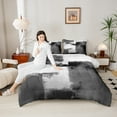 thumbnail image 6 of Manfei Modern Abstract Ombre Bedding Comforter Set, Black Grey Rectangle Square Twin Comforter Sets, Teens Kids Adult Reversible Bedding Set, Luxury Bedroom Decor, 2-Piece, 6 of 9
