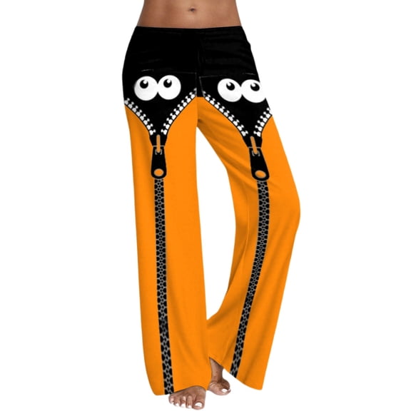 Bibifish Womens Pajama Pants Wide Leg Halloween Novelty Print Drawstring Waist Everyday Summer Fall Home Sleep Pants