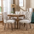 thumbnail image 6 of Set of 6 Velvet Fabric Dining Chairs Luxury Tufted Back with Nailed Trim and Back Ring Pull Home Kitchen Dining Room Chairs Armless Accent Side Chairs Solid Rubber Wood Legs, 6 of 8