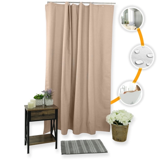 Cortina de baño Gaon de tela lavable gris con ojillos de aluminio y ganchos