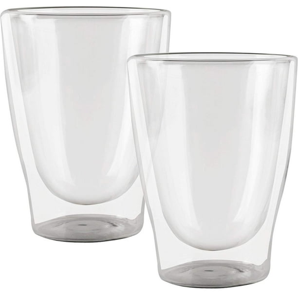 Circleware Thermax Double Wall Insulated Glass Latte Cups, 2Pieces, 10.4 Ounces