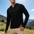 thumbnail image 4 of Men's Outdoor UPF 50+ Sun Protection Shirt Regular Fit Solid Color Long Sleeve Lightweight Quick Dry Breathable UV Block Top for Fishing Hiking Running Black M, 4 of 7