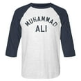 thumbnail image 2 of Muhammad Ali Muhammad Ali White Navy Raglan Baseball T-Shirt, 2 of 5
