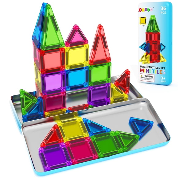 Juego de azulejos magnéticos OrzBB Mini Travel con caja de metal, 36 piezas