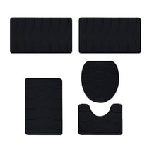 Nmdmisc Luxury Bathroom Rugs Set 5 Piece - Memory Foam Bath Mat Set, Toilet Rug Set. Strong Absorbent, Non-Slip, Ultra Soft, Easy to Clean, Black
