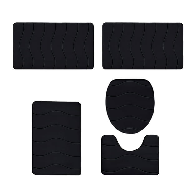 Alfombras de baño, alfombras para sala de estar, alfombra de área, alfombra de baño de espuma, juego de 5 alfombras de baño para 5 piezas, alfombrillas de inodoro universales, suaves, cómodas, con abs