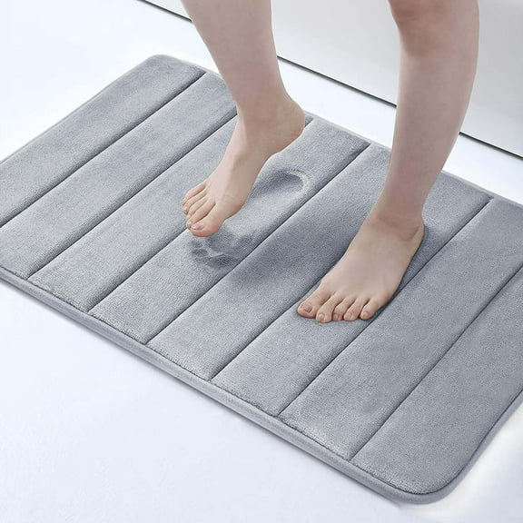 ZOUYUE Memory Foam Bath Mats Soft Absorbent Bathroom Rugs 47" x 17", Grey