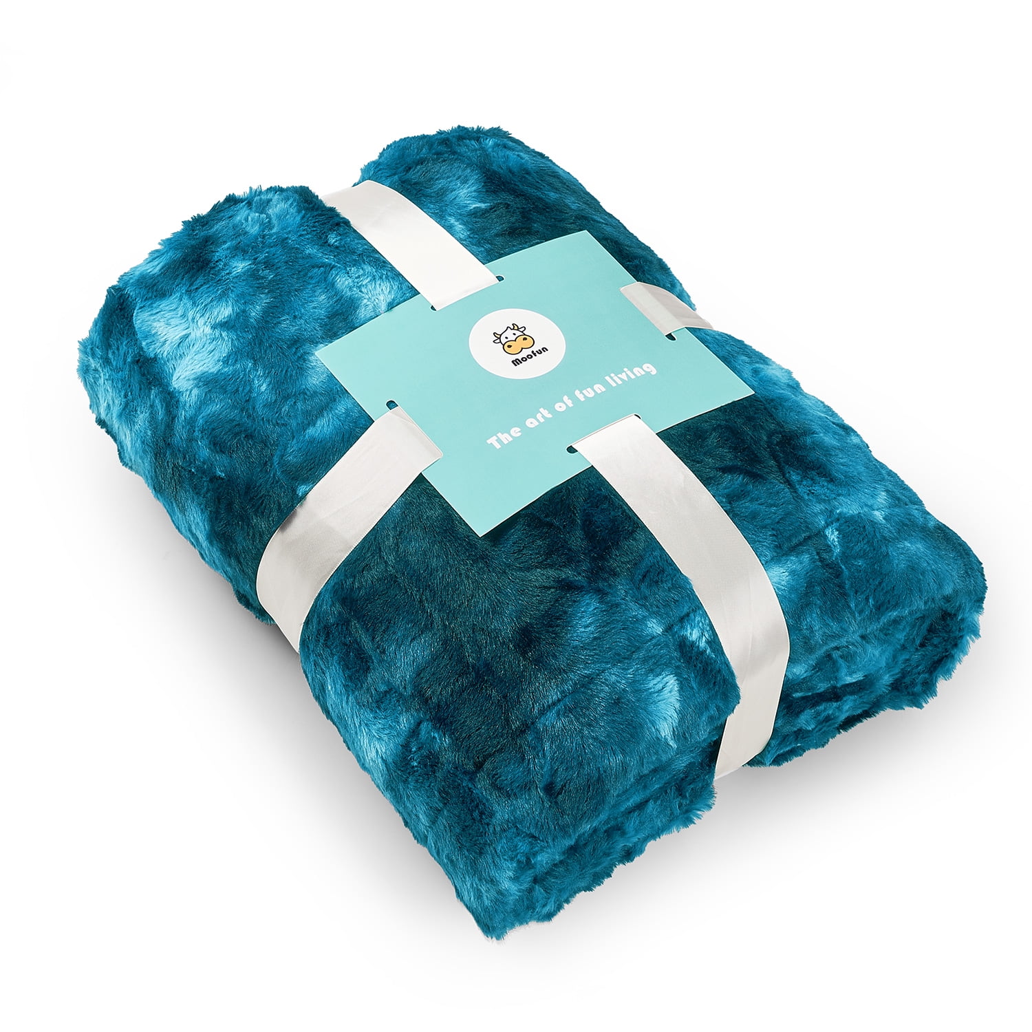 MOOFUN Faux Rabbit Fur Throw Blanket- 60x80 inches, Soft Fluffy Cozy Warm Fuzzy Machine Washable, Durable Blanket for Couch and Bed - Teal