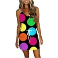 thumbnail image 1 of CEHVOM Femmes Casual V-Neck Manches Bandage Impression Gilet en Vrac Sling Robe, 1 of 5