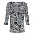 thumbnail image 4 of Ichuanyi Womens Tops 3/4 Sleeve Shirts Round Neck Loose Casual Blouses Floral Print Blouse Tshirts Tee, 4 of 5