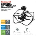 thumbnail image 2 of Honeywell Ormiston Fandelier 22" Black Contemporary Indoor Ceiling Fan with Lights and Remote Control, Color Changing LED, Reversible Motor, 2 of 14
