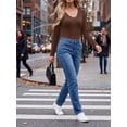 thumbnail image 4 of Cueply Long Sleeve Thermal Shirts for Women Lace Fleece Lined Stretch V Neck Tops Undershirt Base Layer, 4 of 8