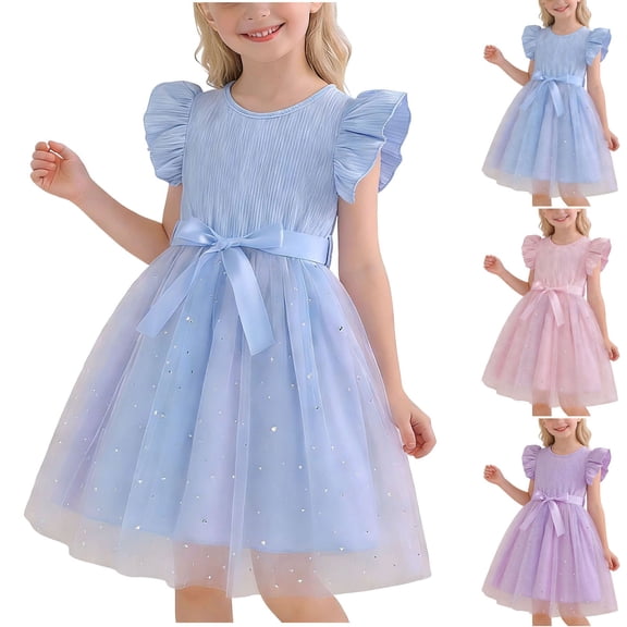 YHAJDS Toddler Girls Princess Dress Gown Sleeveless Mesh Tutu Solid Color Birthday Party for 3-10 Years