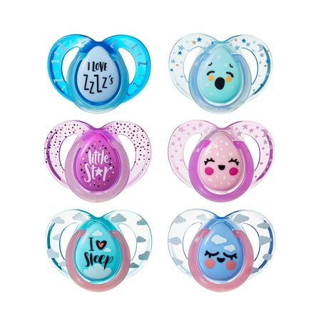 Baby Pacifier Decorations - Tommee Tippee Closer to Nature Night Time Baby Pacifier, 6-18 months – 2 Count (Colors May Vary)
