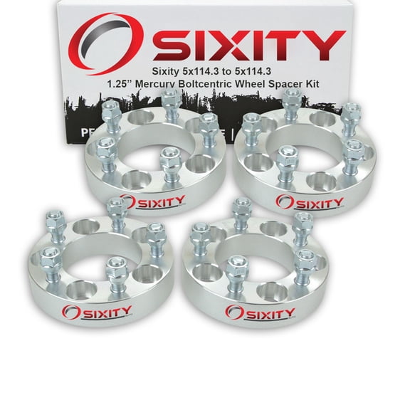Sixity Auto 4 pc 1.25" 5x114.3 Wheel Spacers compatible with Mercury Grand Marquis 1/2-20tpi 1.25in Studs Lugs
