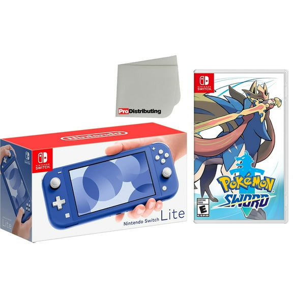 Nintendo Switch Lite 32GB Handheld Video Game Console in Blue with Pokemon Sword Game Bundle
