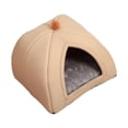 thumbnail image 5 of Cat Soft Warm House Dog Tent Removable Washable Pad Hut Cozy Slip Bottom Nest Cave Pet Bed for Small Medium Puppy Kitten Kitty Sleeping L Brown, 5 of 8