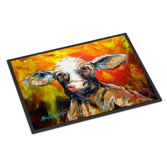 Carolines Treasures MW1277MAT Happy Cow Door Mat Indoor Rug or Outdoor Welcome Mat 18x27 Doormat 18H X 27W multicolor