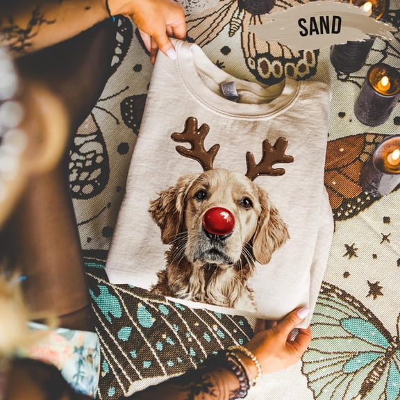 Golden Retriever Sweatshirt – Reindeer Dog, Crewneck All Size S-5Xl