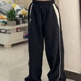 thumbnail image 3 of Pantalones anchos deportivos holgados de cintura alta con cintura elástica para mujer, estilo retro, estilo hip hop, informal y de calle, 3 of 5