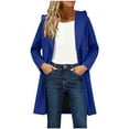 thumbnail image 2 of jtjvou Long Fall Winter Wool Coats for Women 2025 Notched Lapel Collar Double Breasted Peacoat Trench Coat Jackets Overcoat Blue XXL, 2 of 9