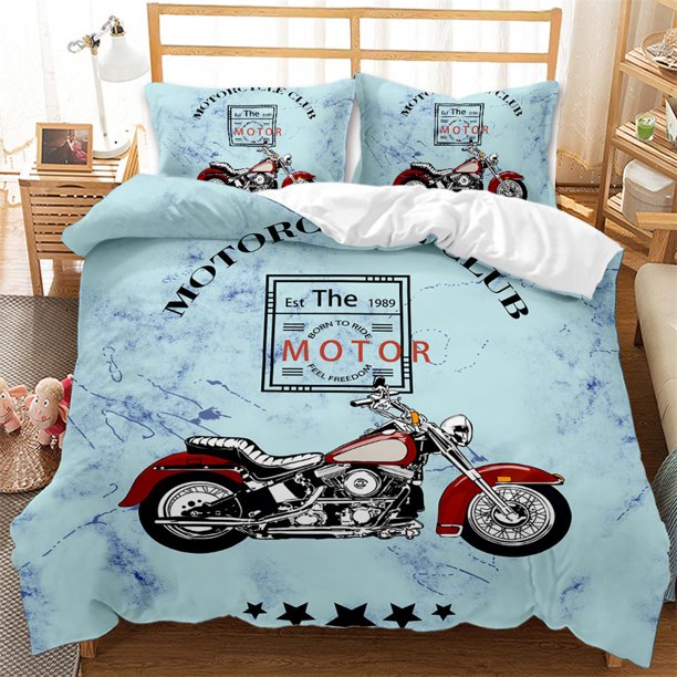 3D Racing Motorcycle Bedding Comforter Set Twin Full Queen King Size