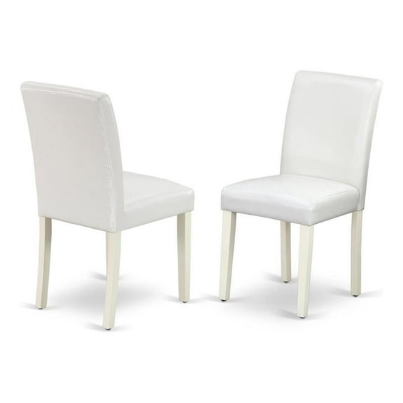 Atlin Designs 35" Leather Dining Chairs in Linen White (Set of 2)