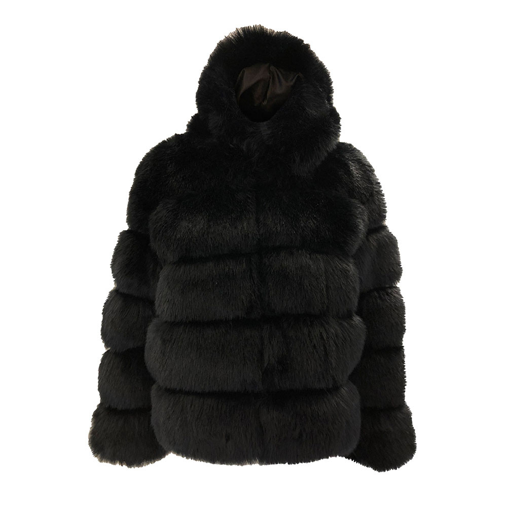 Mnycxen Women Faux Mink Winter Hooded Faux Fur Jacket Warm Thick Outerwear Jacket - image 4 of 6