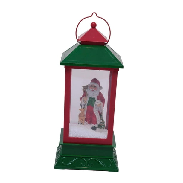 Bola de nieve navideña con linterna, música y luz, adorno de mesa musical rojo verde