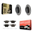 thumbnail image 1 of Transit Auto Rear Coated Drilled Slotted Disc Brake Rotors and Semi-Metallic Pads Kit for Car 2016-2019 Land Rover Range Evoque KDF-100930, 1 of 11
